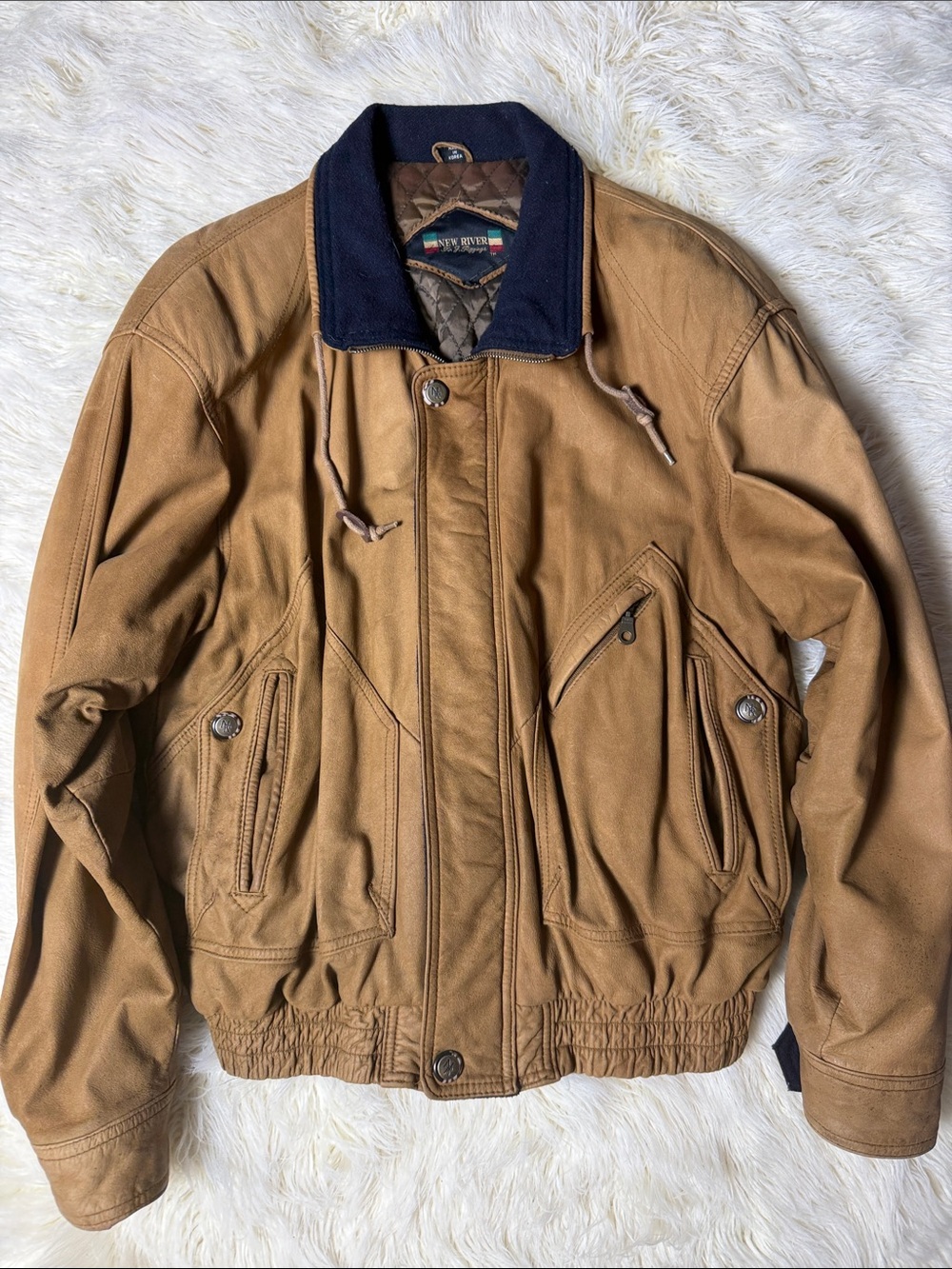 Men's Vintage New River Leather Bomber Jacket